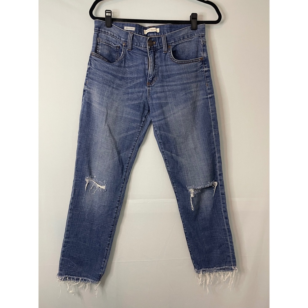 Banana Republic Premium Denim Boyfriend Jeans Distressed Frayed Hem Blue Size 26